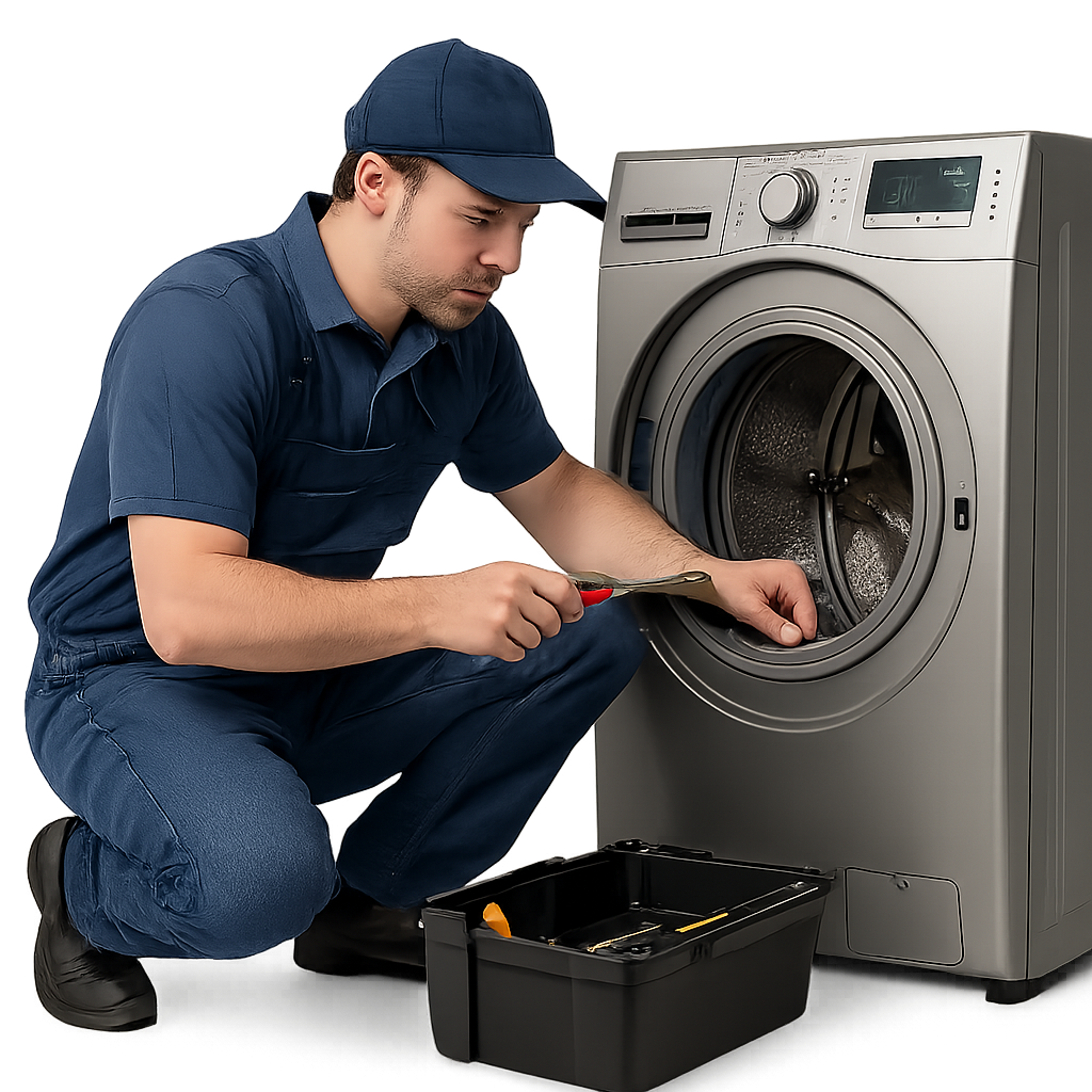 Technician repairing an appliance